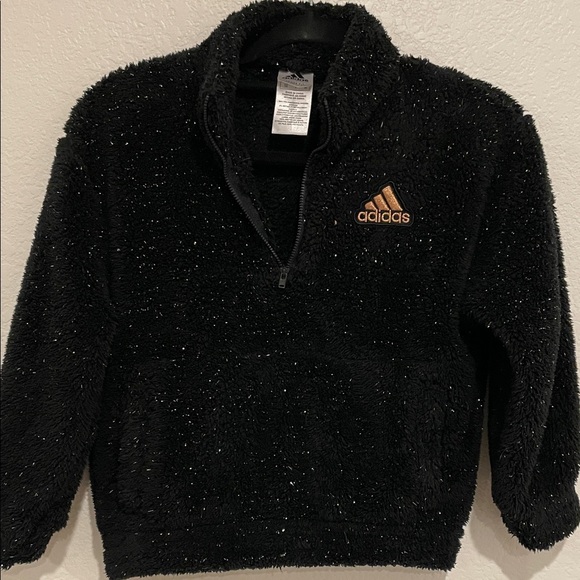 Adidas Girls Long Sleeve Mock Neck Furry Lurex Pullover Sweatshirt Size S 7/8 - Picture 7 of 16